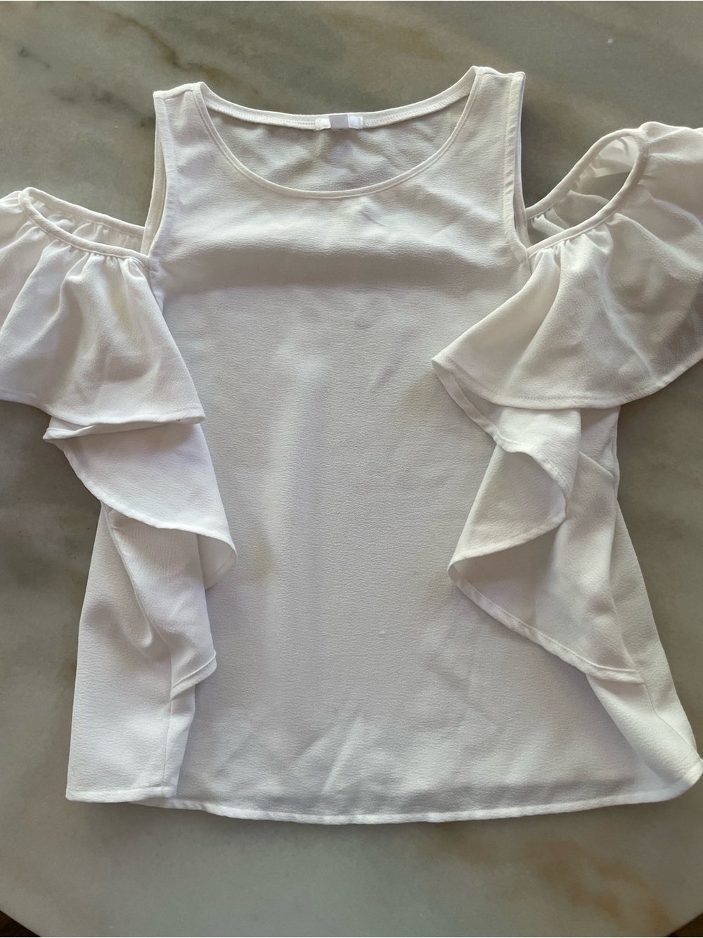 bp White Cold-Shoulder Ruffle Camisole